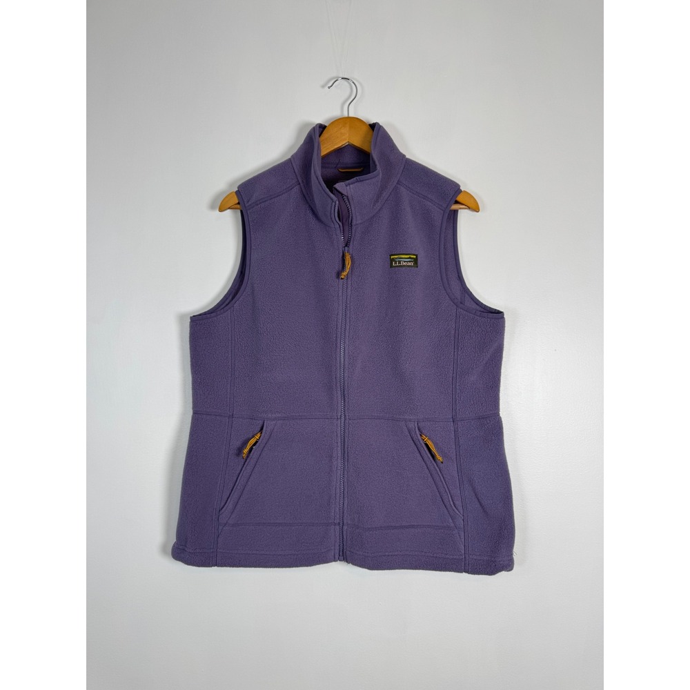 Gorpcore L.L.Bean Women Large Vest Purple Recycled Fleece Full Zip Mock Neck